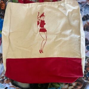 Stylish Red and Cream Tote Bag